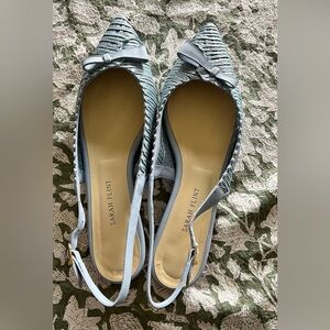 Sarah Flint Natalie Sling Seafoam Raffia 10.5 / 41.5 new in box